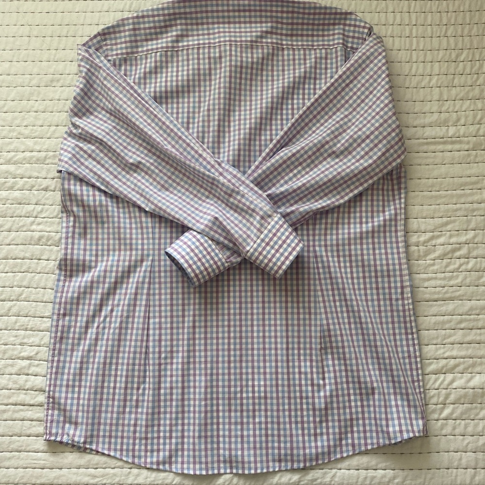 Eton Blue and Purple Dress Shirt Crisp Cotton - Picture 11 of 11